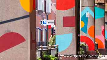 Colourful murals painted on archways beneath A66 Middlesbrough