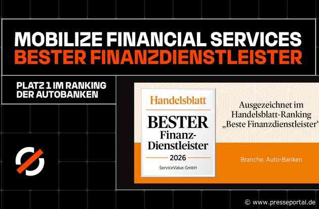 Mobilize Financial Services erreicht bei Handelsblatt-Studie Platz 1 unter den Autobanken