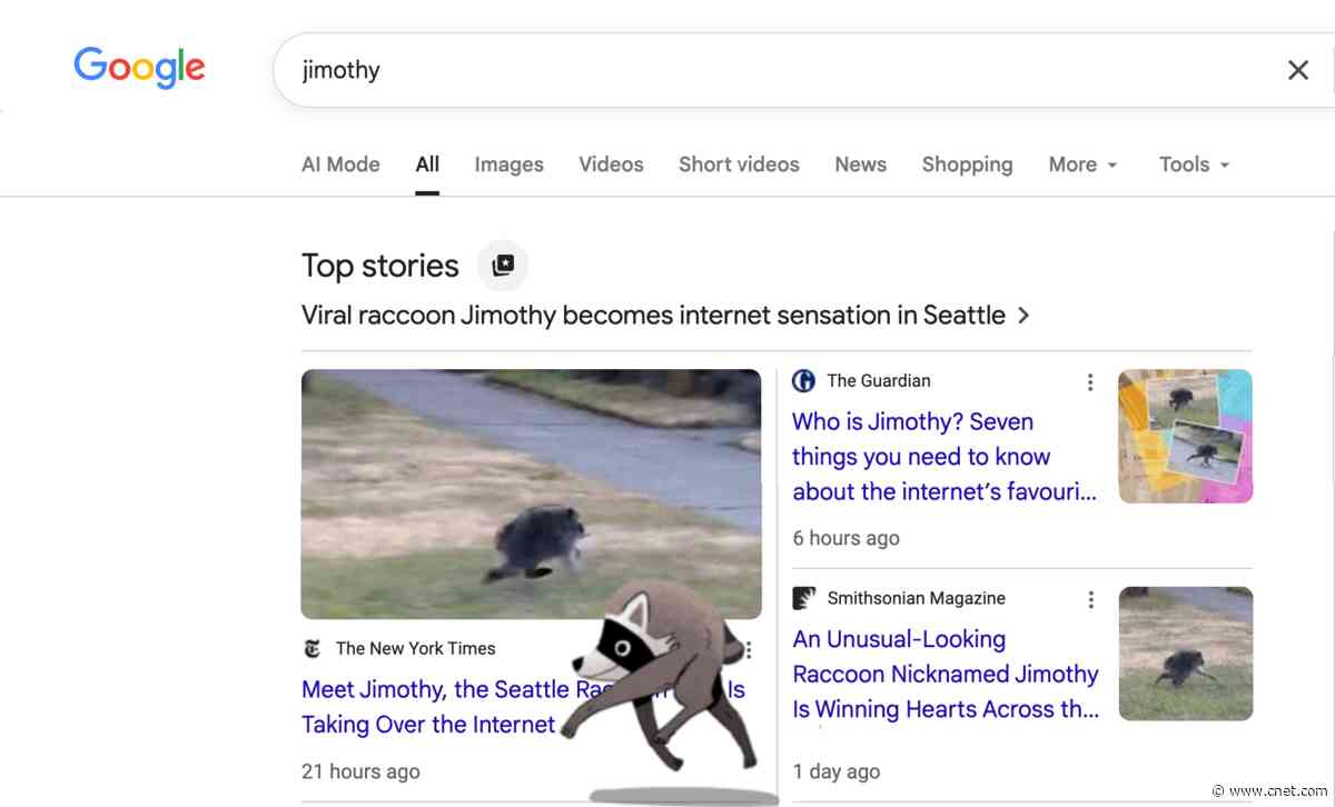 Jimothy, the Viral Raccoon, Scurries Across Your Screen in Google Animation