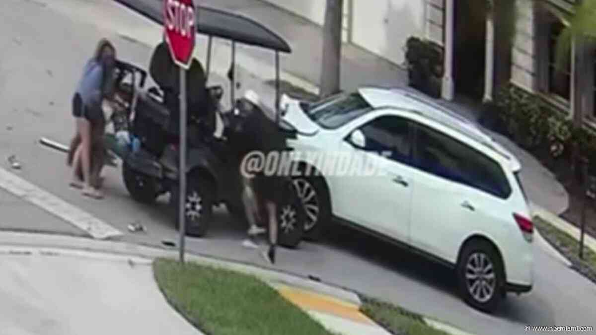 Surveillance video shows car crash into golf cart in Cutler Bay