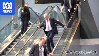 Albanese stumbles while descending escalator at conference