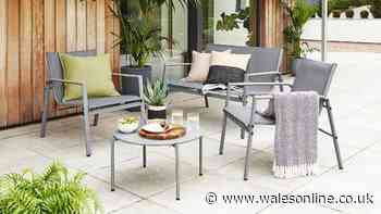 Dunelm's 'perfect' patio coffee table with two-seater bench and chairs under £100