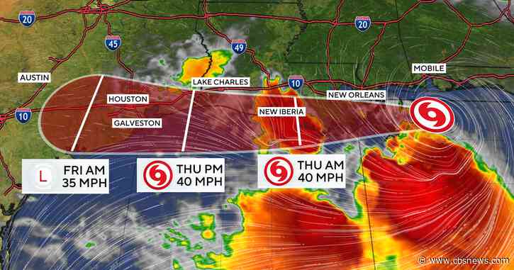 Tropical Storm Bertha moves into Louisiana, heads for Texas. See forecast map and its path.