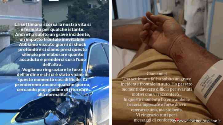 Paura per Andrea Dal Corso: “Ha subito un grave incidente, uno schianto frontale inevitabile. Giorni di choc profondo, entrambe le braccia ingessate”. Il racconto dall’ospedale e il messaggio di Teresa Langella