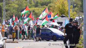 Hundreds of Palestine protesters gather outside Elbit Systems - live updates