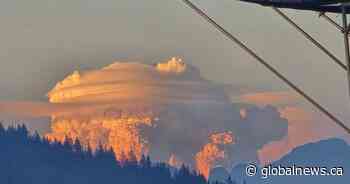 Pyrocumulus clouds from wildfire in Fraser Canyon loom high over B.C.