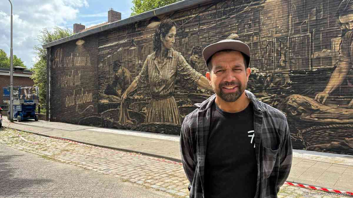 Muurschildering brengt Tilburgs textielverleden tot leven: ‘Wat prachtig’