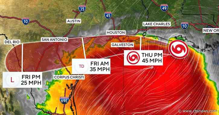 Tropical Storm Bertha moves inland near Texas-Louisiana border. See forecast map and its path.