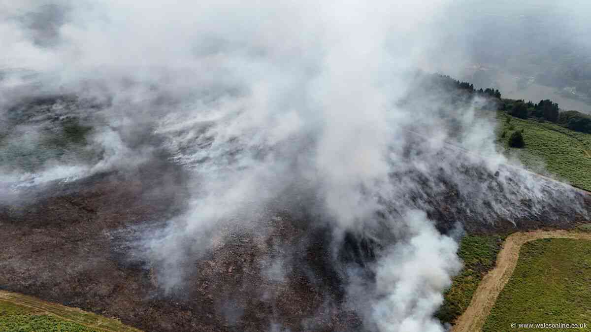 Helicopter finally deployed to fight Welsh wildfires day before rain is set to hit