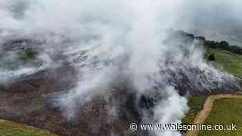 Helicopter finally deployed to fight Welsh wildfires day before rain is set to hit