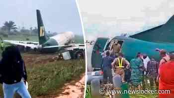 Passagiersvliegtuig schiet na landing van de baan in Nigeria