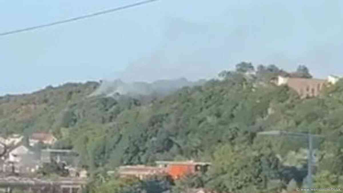 Wildfire breaks out on hills above Welsh city