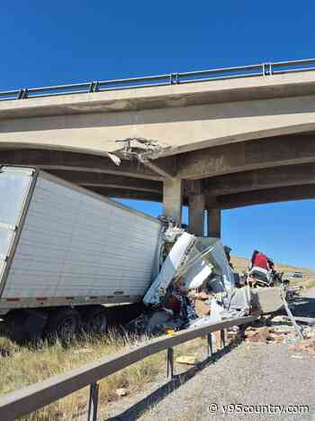 Truck Rams Bridge, I-80 Near Rawlins Wyoming