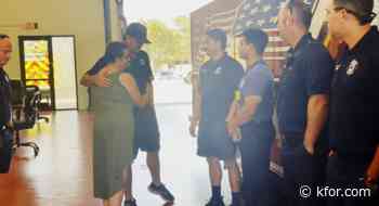 Woman meets firefighters who saved her from smoke-filled home