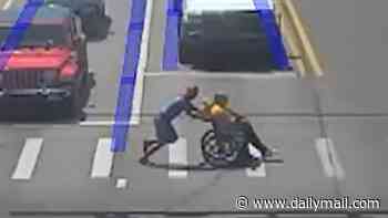 Real-life superhero moment driver dressed as Spider-Man comes to rescue of man using wheelchair