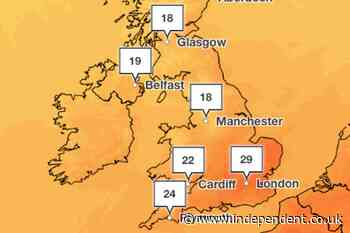 Weather mapped: Where temperatures will hit 29C this weekend – and where it will rain