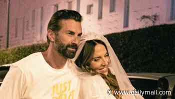 Mel C swaps her bridal gown for a sporty T-shirt and trainers in loved-up honeymoon snaps with her husband Chris Dingwall as they jet to Ibiza after 'perfect' countryside wedding