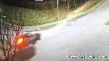 Moment drunk driver flies through the air and crashes Land Rover into lamppost with girlfriend in passenger seat
