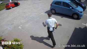 Teenager captured on CCTV stopping runaway car with elderly passengers inside