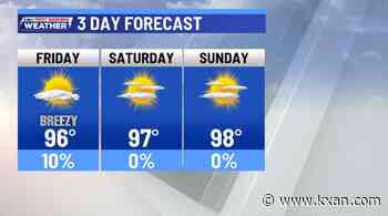 Morning drizzle fades, hot afternoon sunshine returns