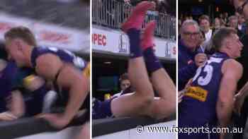 ‘He’s gone for a drink’: Star Docker escapes injury after nasty crowd tumble – LIVE AFL