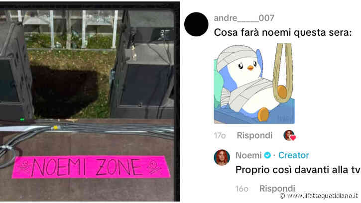 Noemi cade dal palco e diventa meme: quando l’incidente diventa virale con l’artista che risponde con ironia – LE FOTO