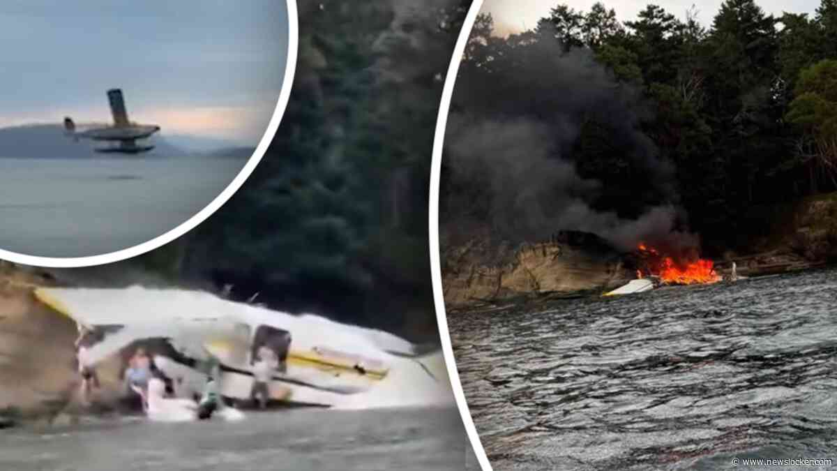 Watervliegtuig met elf mensen aan boord vliegt in brand na noodlanding