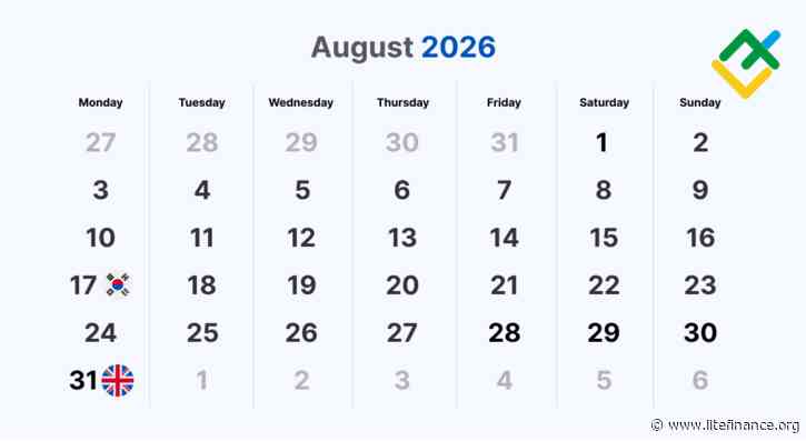 World Stock Market Holidays: August 2026