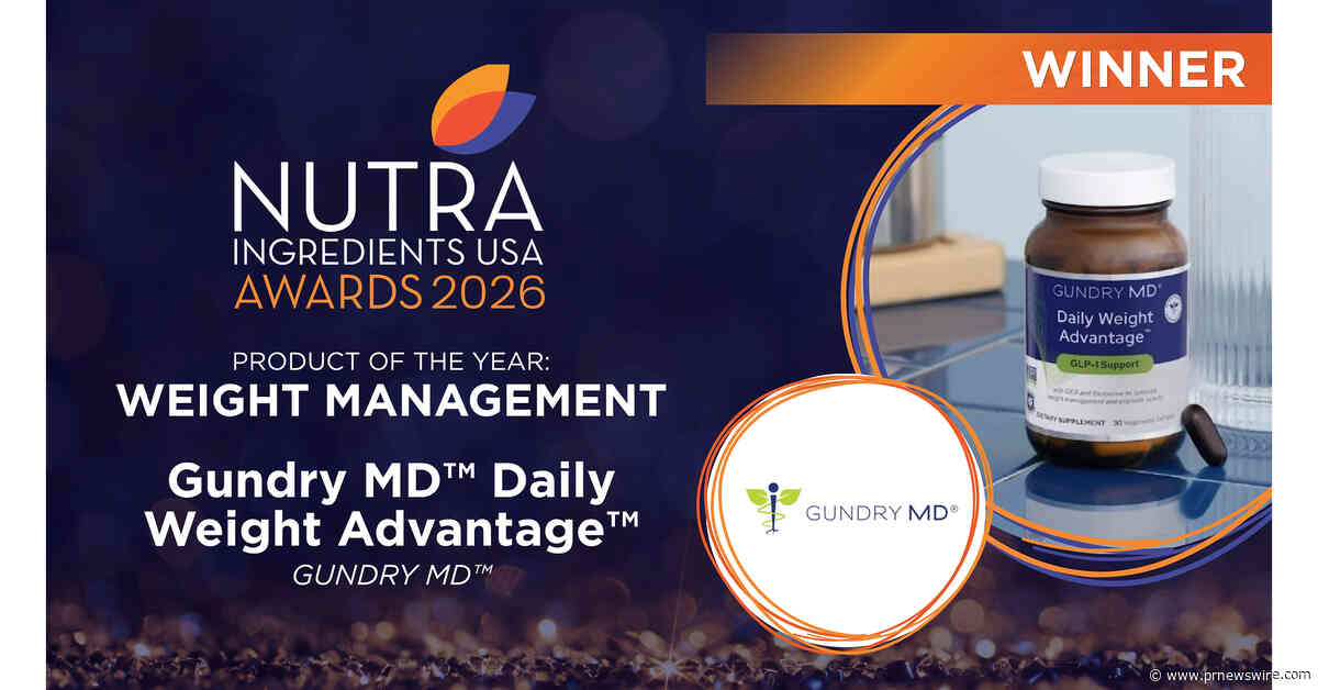 Gundry MD® Daily Weight Advantage™ Named Best Weight Management Supplement of 2026 by NutraIngredients-USA