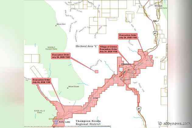Village of Clinton evacuated due to fast-growing Pear Lake fire