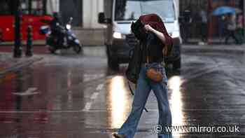 Met Office puts 12 areas on alert for 'heavy bursts' of rain on Sunday