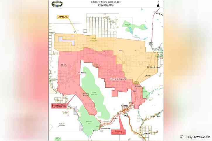 Highway 97 closed at Clinton as Fiftynine Creek fire prompts more evacuation orders