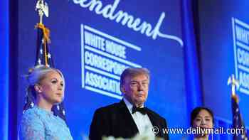 Karoline Leavitt comforts Trump as he's forced to sit through VERY awkward dig at Correspondents' Dinner