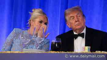 Karoline Leavitt reassures Trump as he grimaces his way through VERY awkward rebuke at Correspondents' Dinner