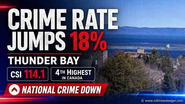 Thunder Bay’s crime rate rose 18 per cent in 2025, the largest increase among Canadian CMAs