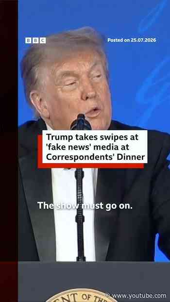 Trump takes swipes at 'fake news' media at Correspondents' Dinner. #BBCNews