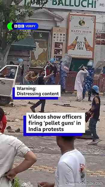 Videos show officers firing ‘pellet guns’ in India protests. #CockroachJantaParty #BBCNews