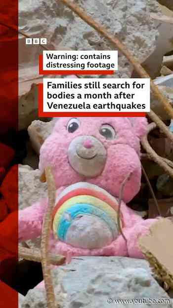Families in Venezuela continue search for loved ones a month after twin earthquakes. #BBCNews