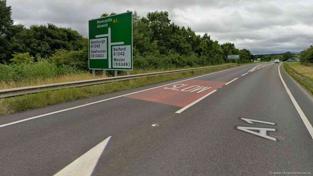 Pensioner tragically dies at scene of A1 Northumberland crash as woman fights for life
