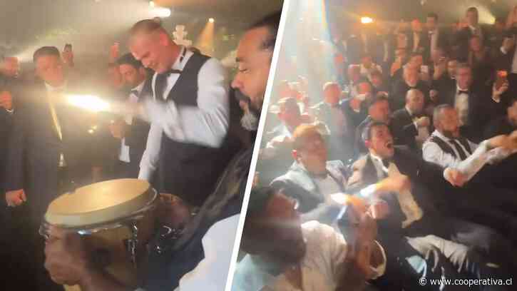 [VIDEO] Haaland se lució con el "remo vikingo" en la boda de Donnarumma