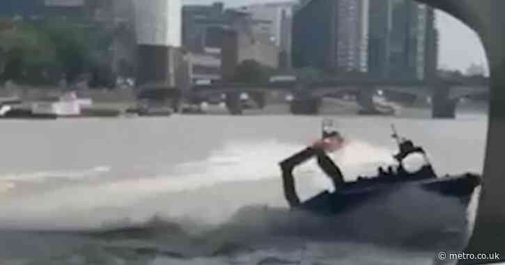 New footage shows moment boat full of police officers crashes in Thames