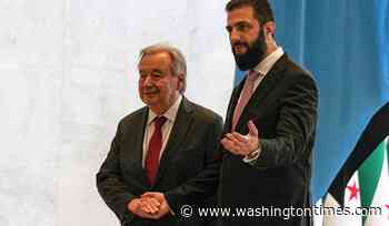 The U.N. chief on a visit to Damascus urges the international community to support Syrian people