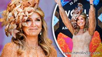 Zongebruinde Máxima verruilt badpak voor goud en beige bij opening Pride: spectaculaire hoed zagen we al eerder