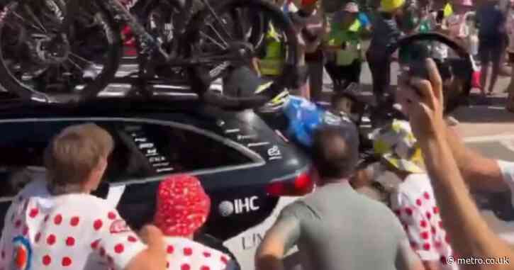 Tour de France cyclist crashes into car windscreen and left needing 20 stitches