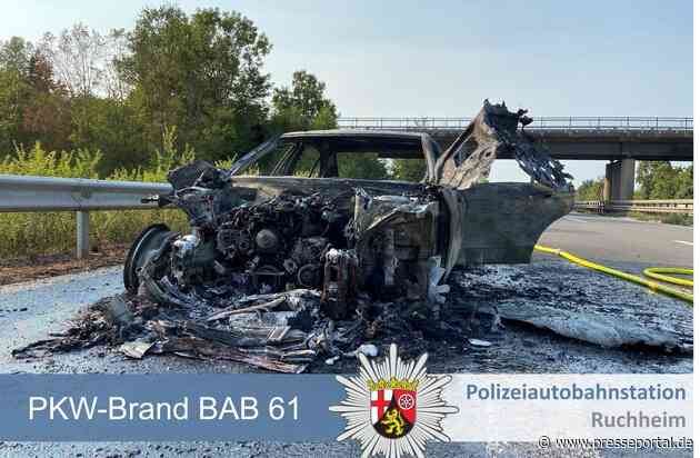 POL-PDNW: Polizeiautobahnstation Ruchheim - A 61 wegen PKW-Brand gesperrt