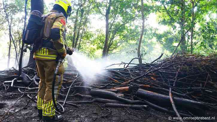 Brand in bos vlakbij huis, brandweer moet uren nablussen