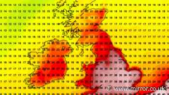 UK weather maps show 39C scorcher before August - 24 counties above 35C