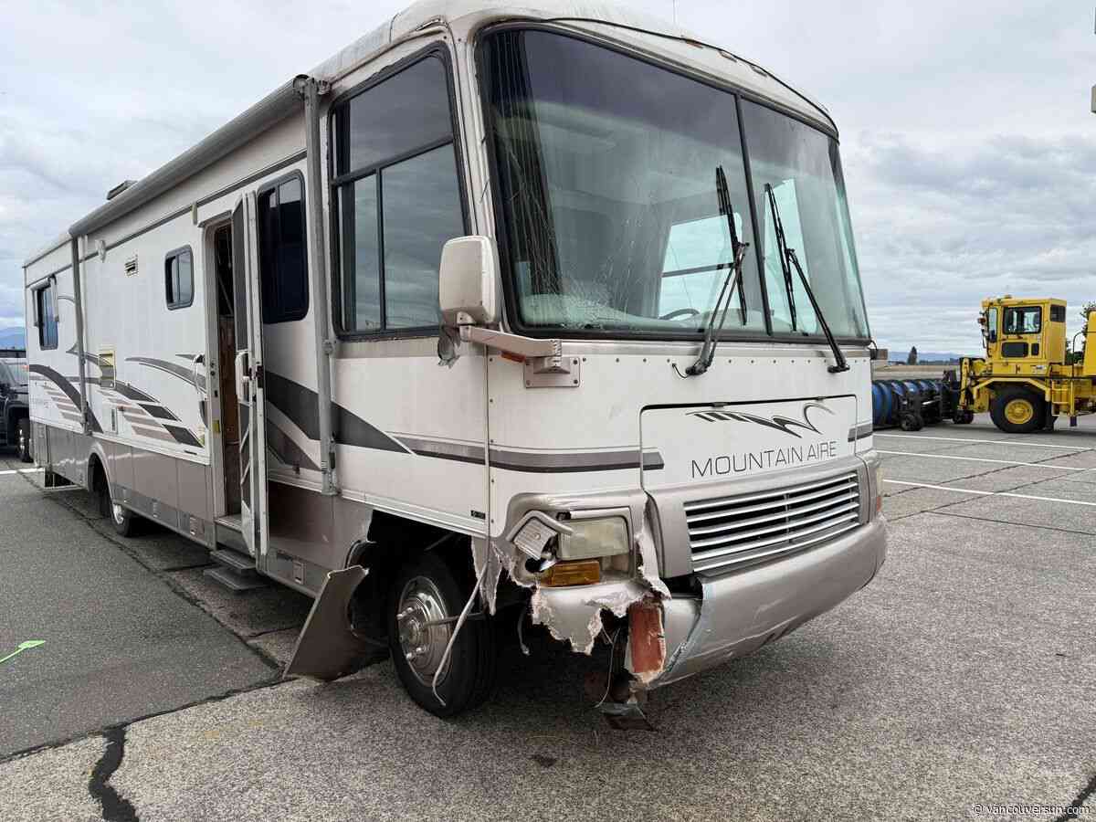 'We just got a random vehicle in the middle of the runway:' Motorhome crashes through fence at Abbotsford airport