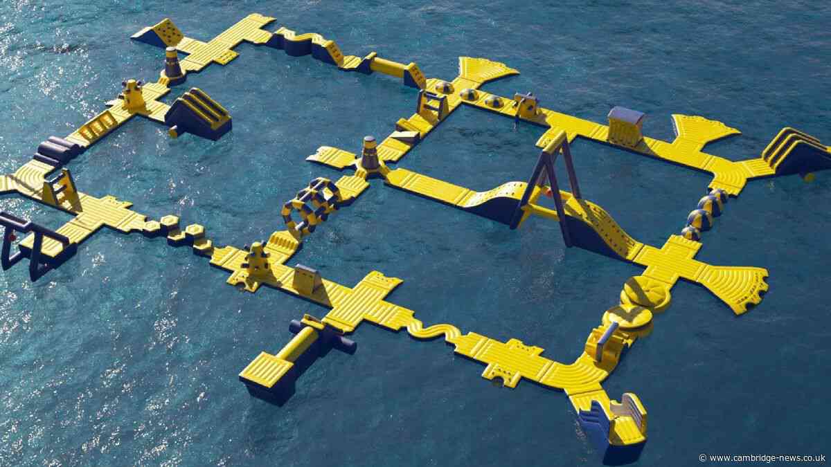 New large-scale aquapark with giant slide and obstacles launched for summer holidays