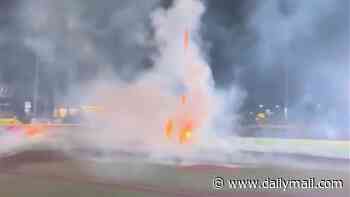 Insane moment baseball fans are left fleeing stands for their lives after firework display malfunctions